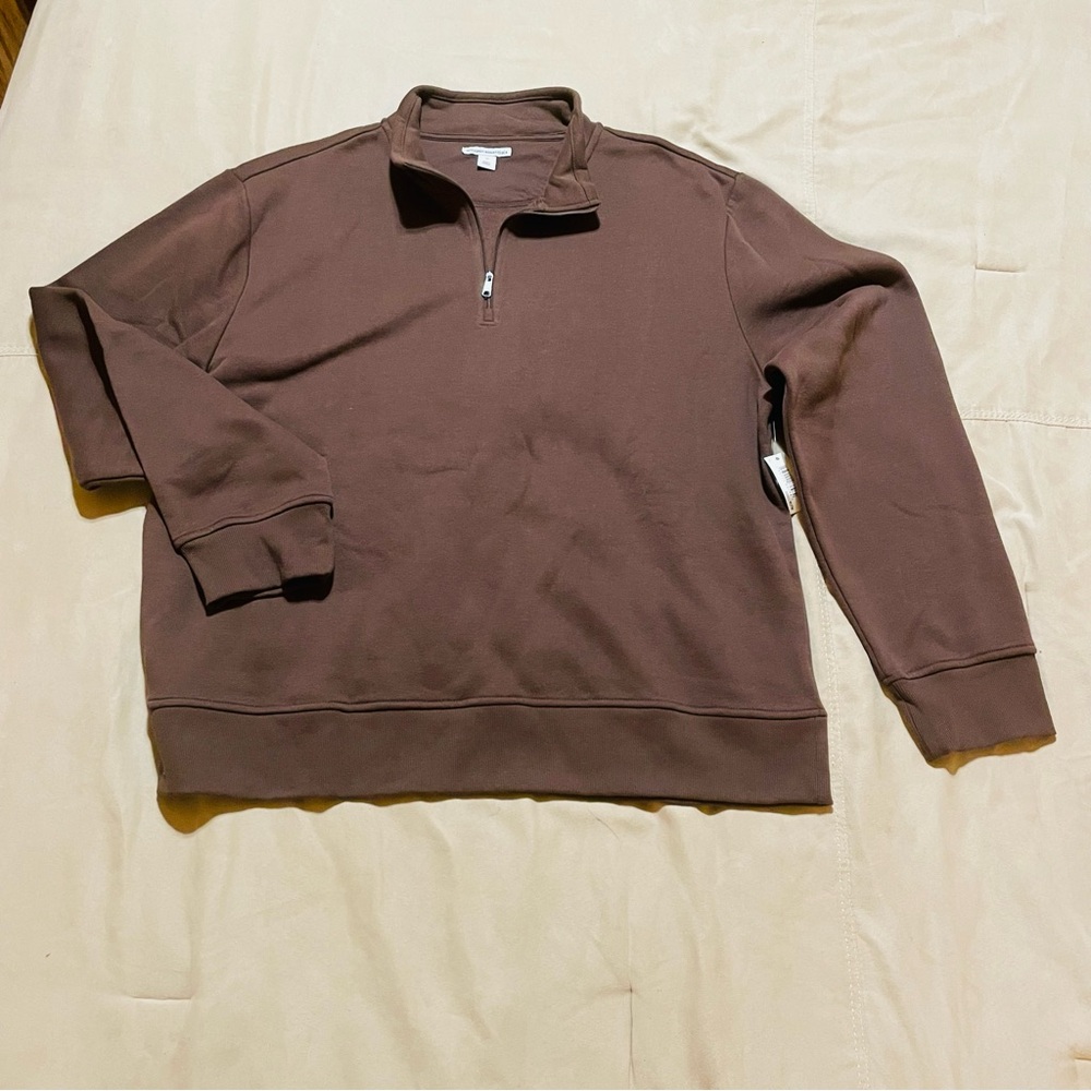Amazon Essentials Men's Long-Sleeve Soft Touch Quarter-Zip Sweatshirt 2XL Brown
